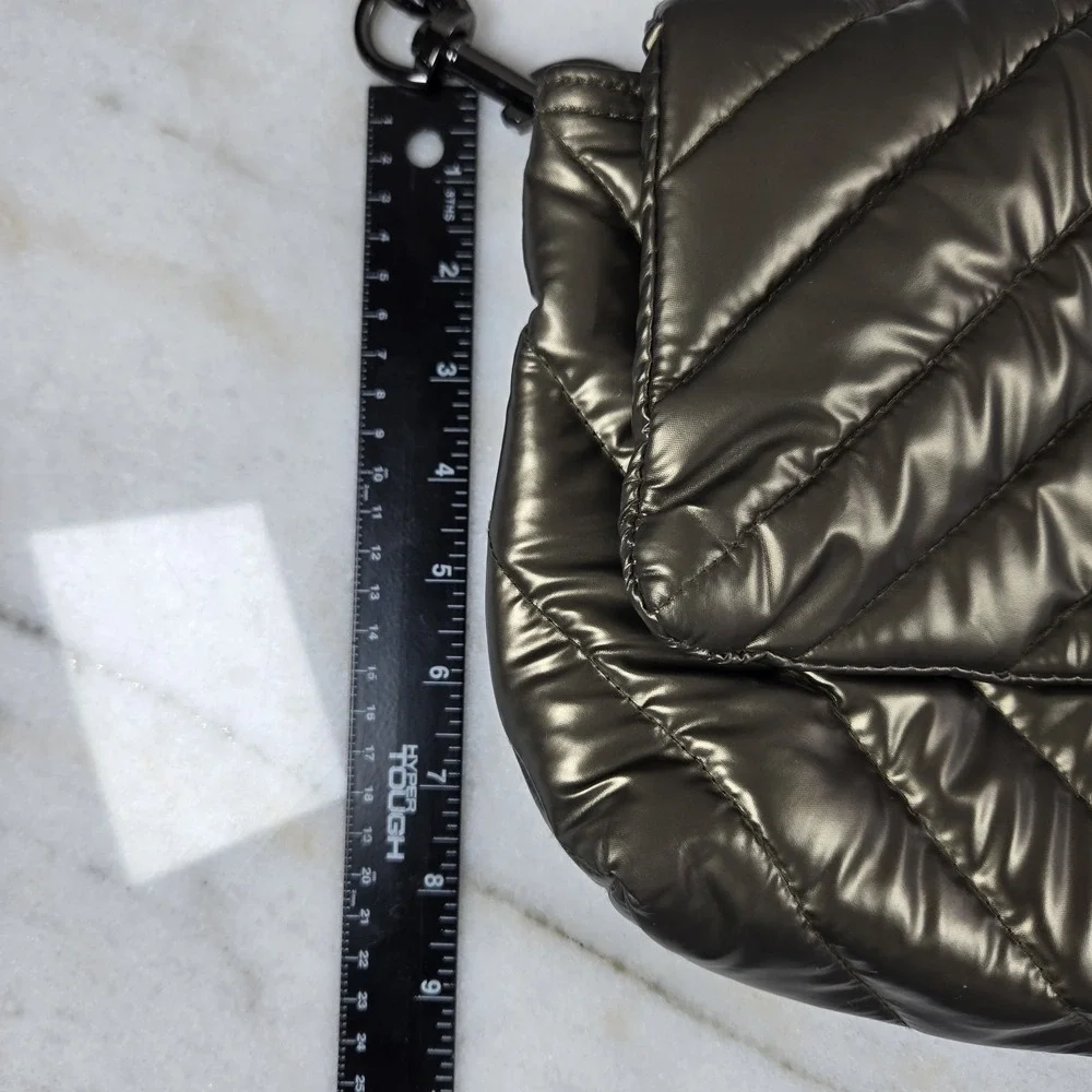 THINK ROLYN Quilted Puffer Bar Bag Metallic Bronze/Gilded Bronze Gunmetal Chain